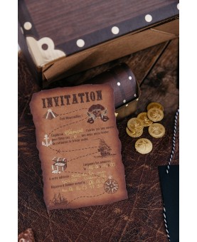 8 invitations pirate kraft & or