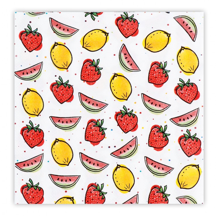 20 serviettes en papier fruits