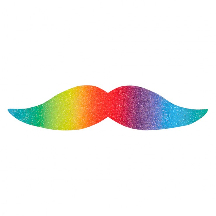 6 moustaches arc en ciel pailletées