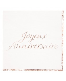 Serviettes blanches Joyeux anniversaire doré - Fiesta Republic