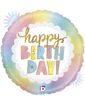 Ballon Mylar Happy Birthday pastel