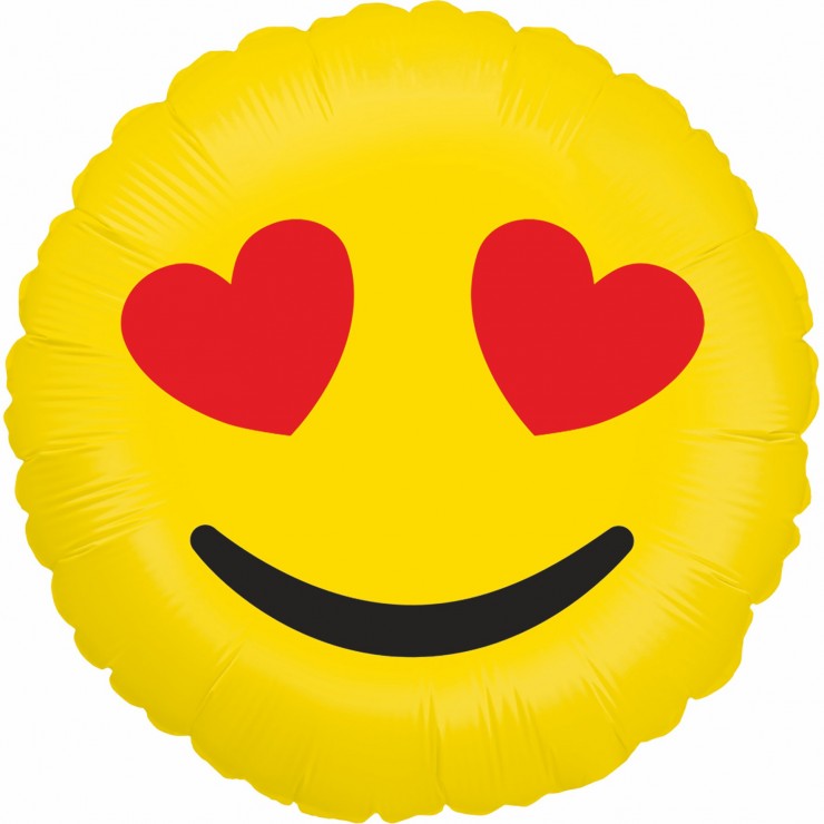 Ballon Mylar Emoji yeux cœurs