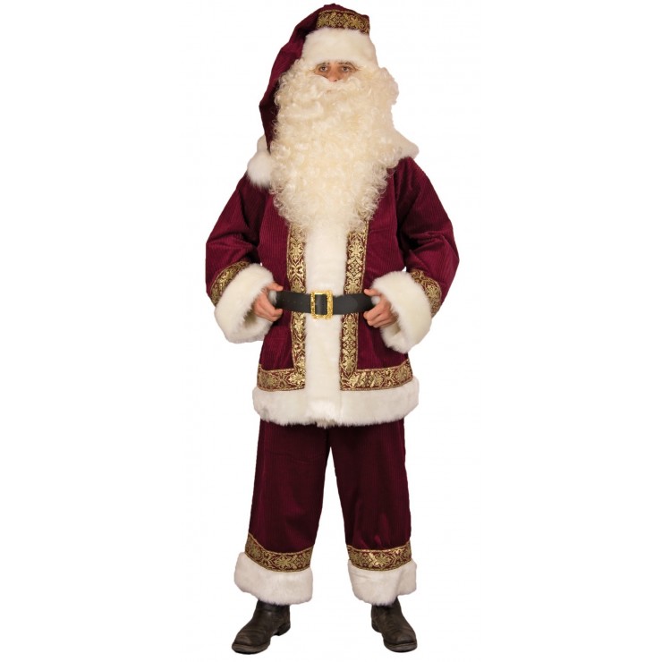 Costume père Noël luxe velours côtelé