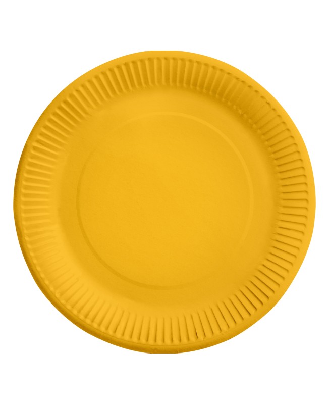 Assiettes jaunes en carton 23cm x8
