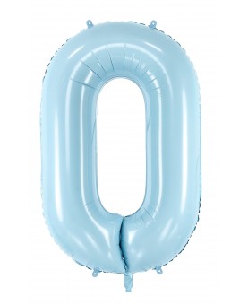 Ballon chiffre 0 bleu clair 86 cm