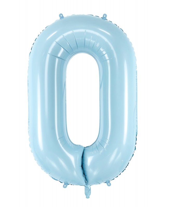 Ballon chiffre 0 bleu clair 86 cm
