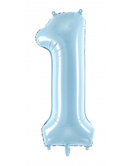 Ballon chiffre 1 bleu clair 86 cm