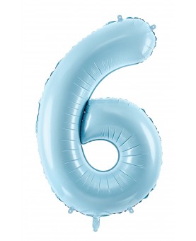Ballon chiffre 6 bleu clair 86 cm