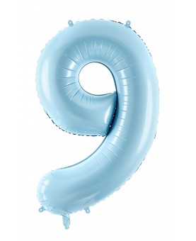 Ballon chiffre 9 bleu clair 86 cm