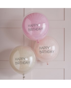 3 ballons Happy birthday double épaisseur