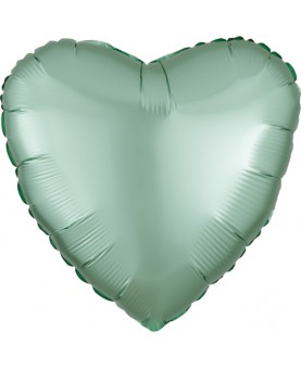 Ballon cœur satin vert menthe