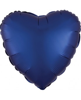 Ballon cœur satin bleu roi