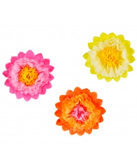 3 fleurs en papier de soie 35 cm