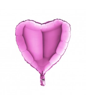 Ballon mylar cœur fushia gonflé à l'hélium