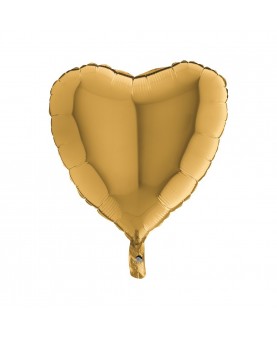 Ballon mylar cœur doré gonflé à l'hélium