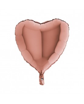 Ballon mylar 45 cm cœur rose gold gonflé à l'hélium