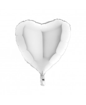 Ballon mylar 45 cm cœur blanc gonflé à l'hélium