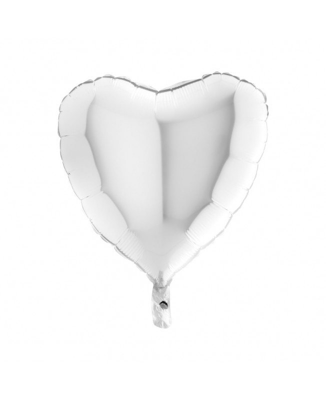 Ballon mylar cœur blanc gonflé à l'hélium - Fiesta Republic