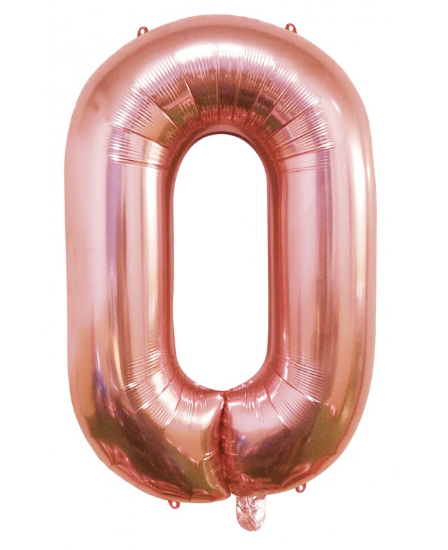 Ballon chiffre 0 rose gold 100 cm gonflé à l'hélium