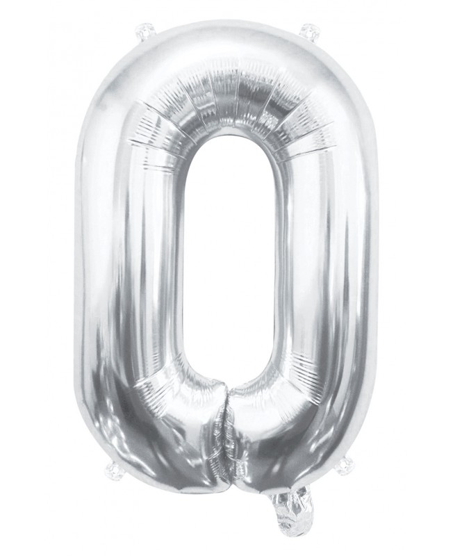 Ballon chiffre 0 argent 100 cm gonflé à l'hélium