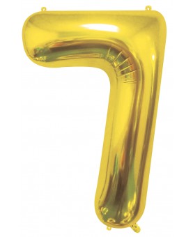 Ballon chiffre 7 doré 100 cm gonflé à l'hélium