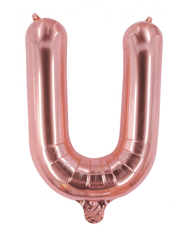 Ballon mylar lettre U rose gold 100 cm Gonflé à l'hélium