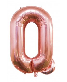 Ballon mylar lettre Q rose gold 100 cm Gonflé à l'hélium