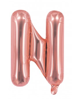 Ballon mylar lettre N rose gold 100 cm Gonflé à l'hélium