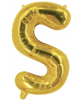 Ballon mylar lettre S doré 100 cm Gonflé à l'hélium