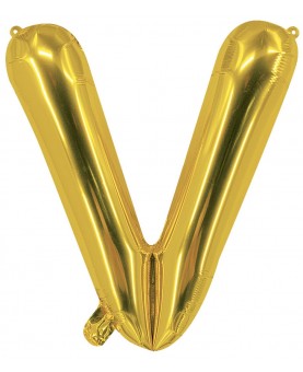 Ballon mylar lettre V doré 100 cm Gonflé à l'hélium