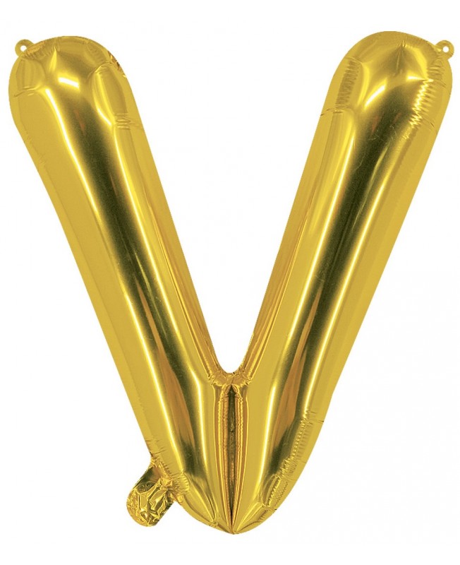 Ballon mylar lettre V doré 100 cm Gonflé à l'hélium