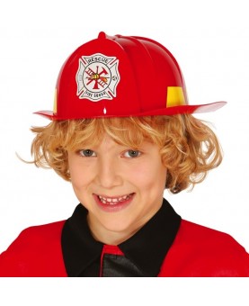Casque pompier rouge enfant