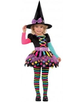 Costume petite sorcière multicolore