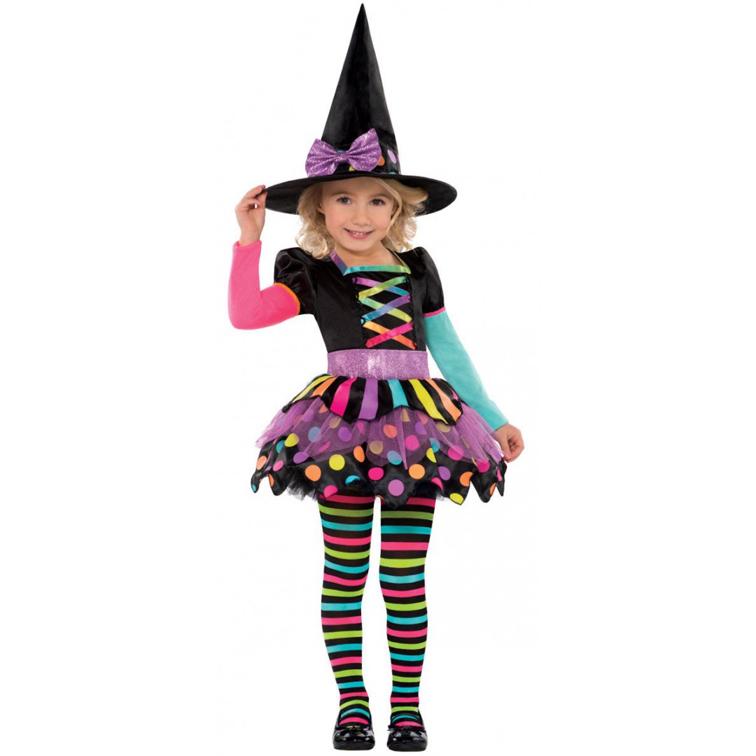 Costume petite sorcière multicolore