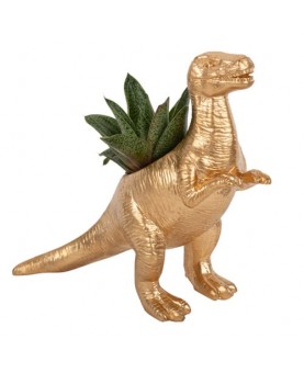 Vase dinosaure or pour plante grasse