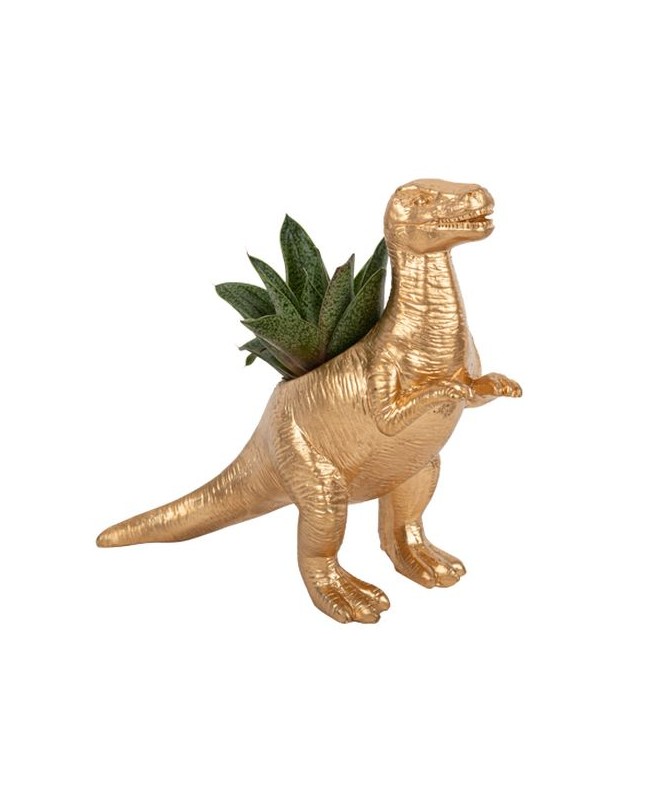 Vase dinosaure or pour plante grasse