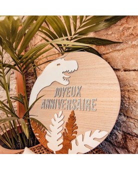 Panneau joyeux anniversaire Dinosaure 45 cm