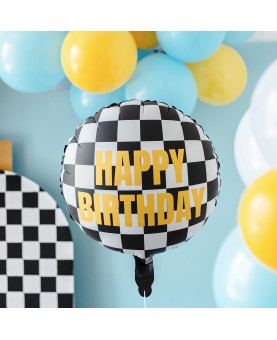 Ballon Happy birthday damier