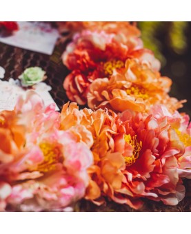 1 Boule de pivoines corail