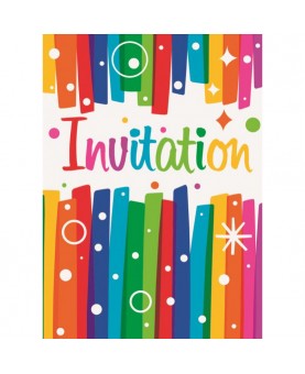 8 invitations anniversaire rainbow rubbons