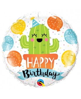 Ballon mylar Happy Birthday cactus