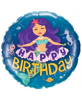 Ballon mylar Happy birthday sirène