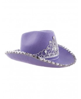 Chapeau cowboy lilas avec diadème strass