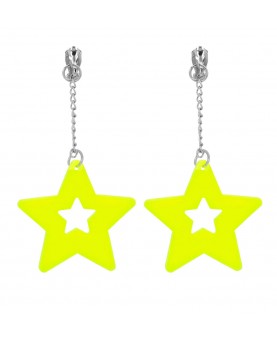 Boucles d'oreilles étoiles jaune fluo