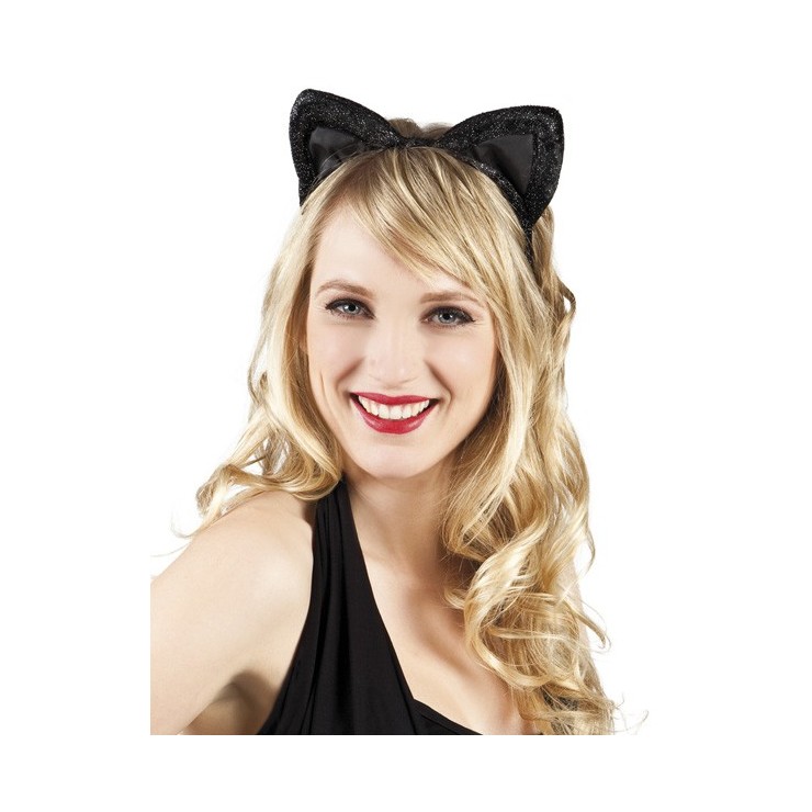 Serre-tête Chat noir pailleté