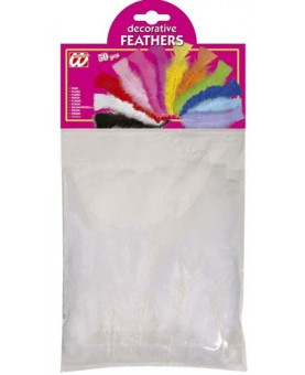 50 plumes blanches 10 cm