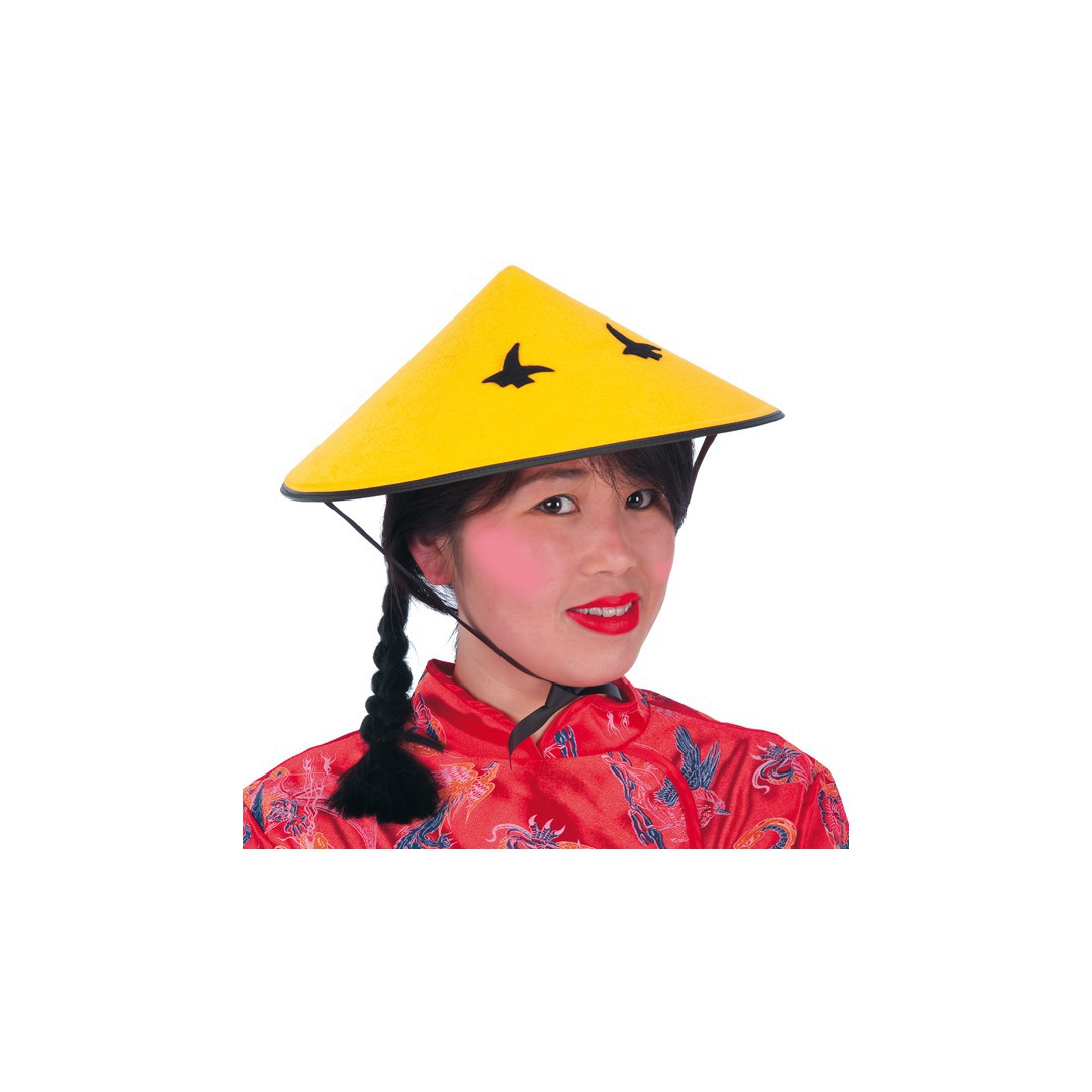 Chapeau chinois avec tresse