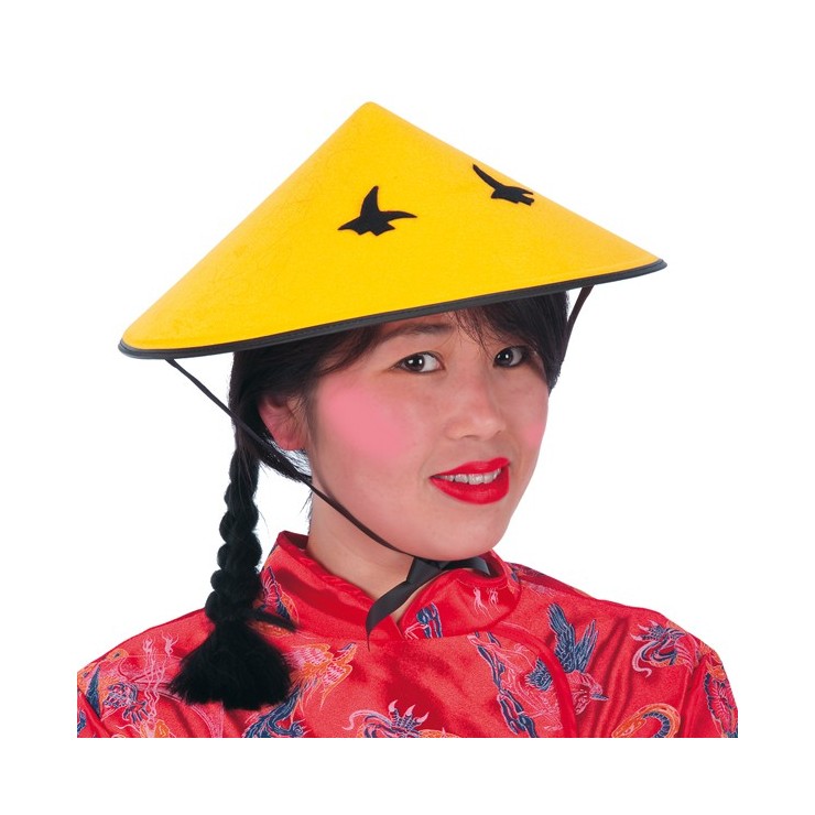 Chapeau chinois avec tresse