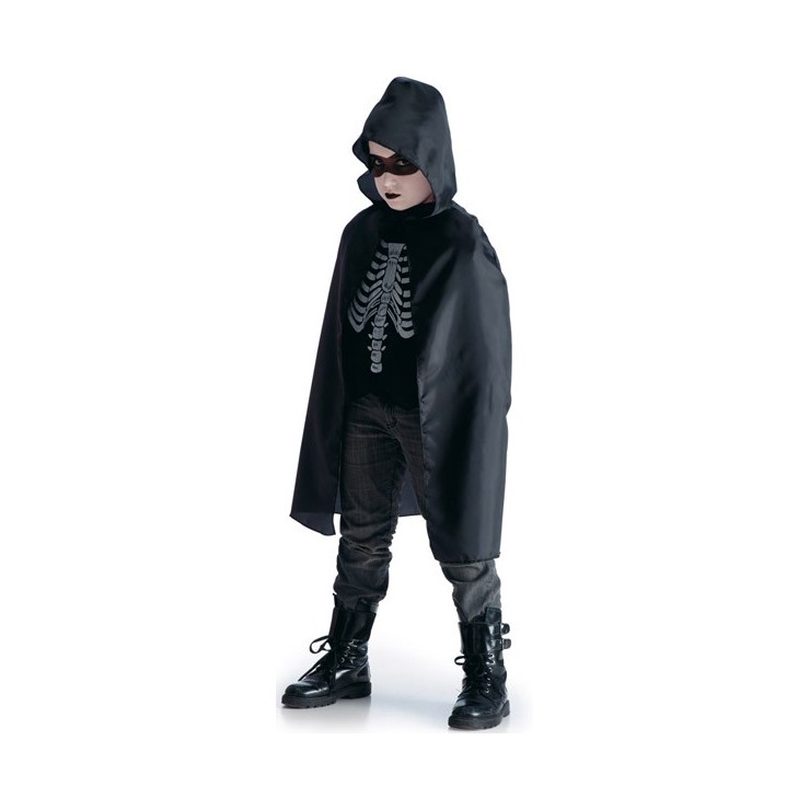 Cape noire enfant avec capuche