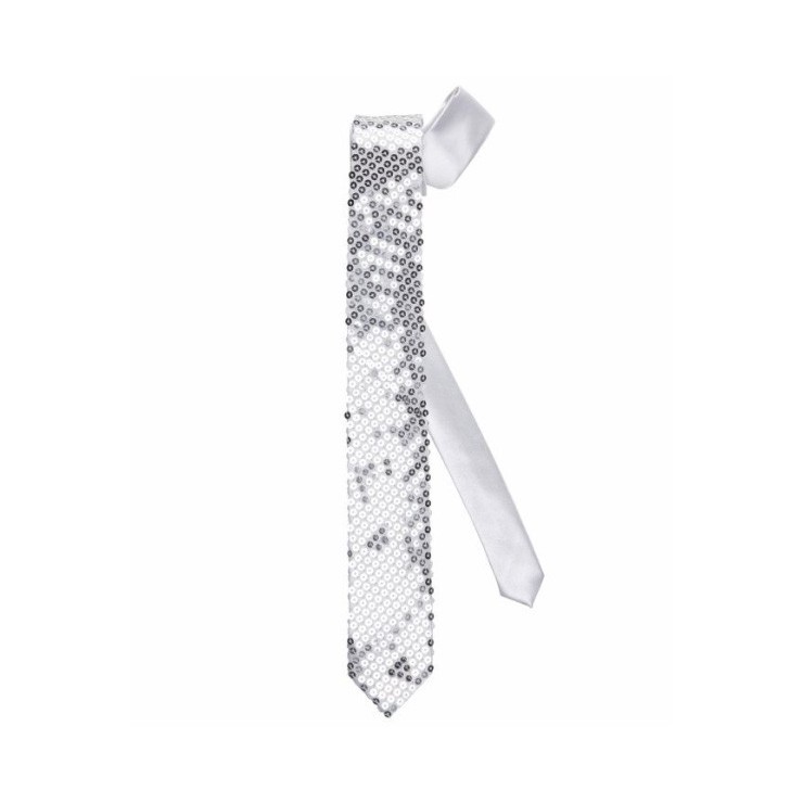 Cravate pailletée argent